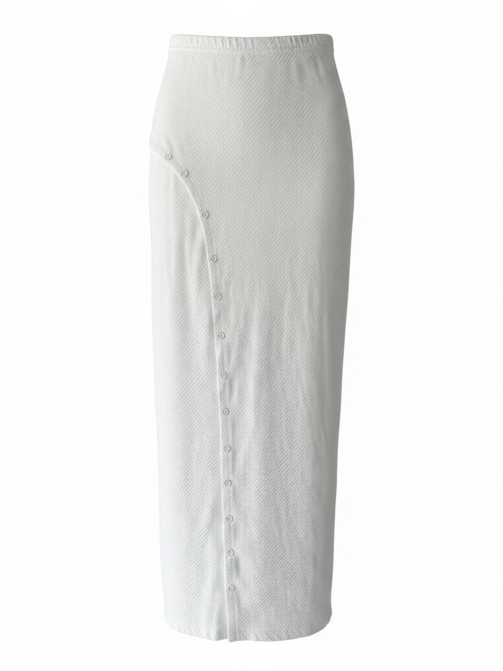 Bayse White Midi Skirt with Asymmetrical Button Front Size Large
